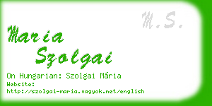 maria szolgai business card