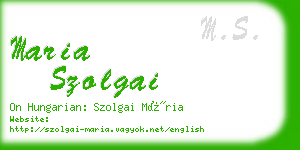 maria szolgai business card